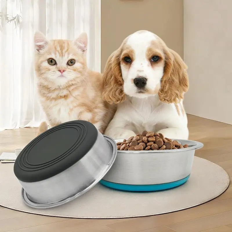 Stainless Steel Pet Bowl with Non-Slip Base - Heavy Duty Dog/Cat up to 40lbs