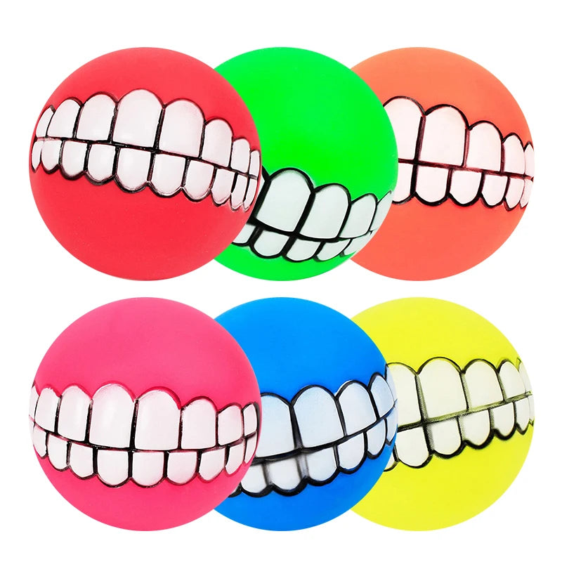 Pet Dog Ball Teeth Funny Silicone Squeaky
