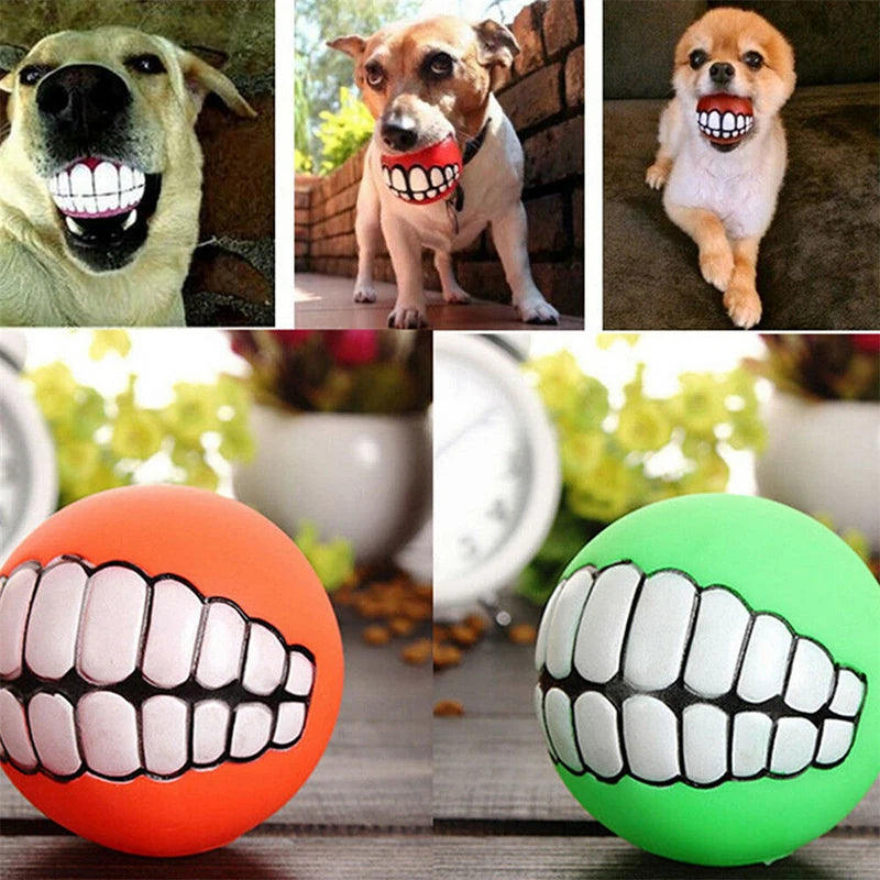 Pet Dog Ball Teeth Funny Silicone Squeaky