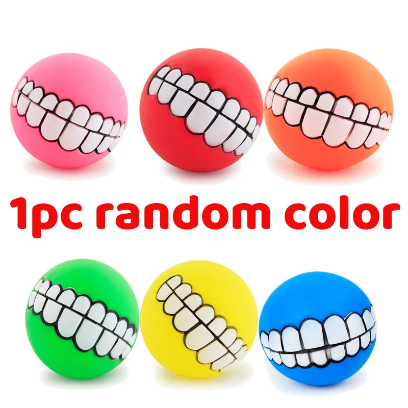 Pet Dog Ball Teeth Funny Silicone Squeaky