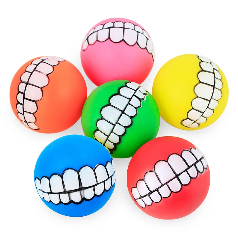 Pet Dog Ball Teeth Funny Silicone Squeaky