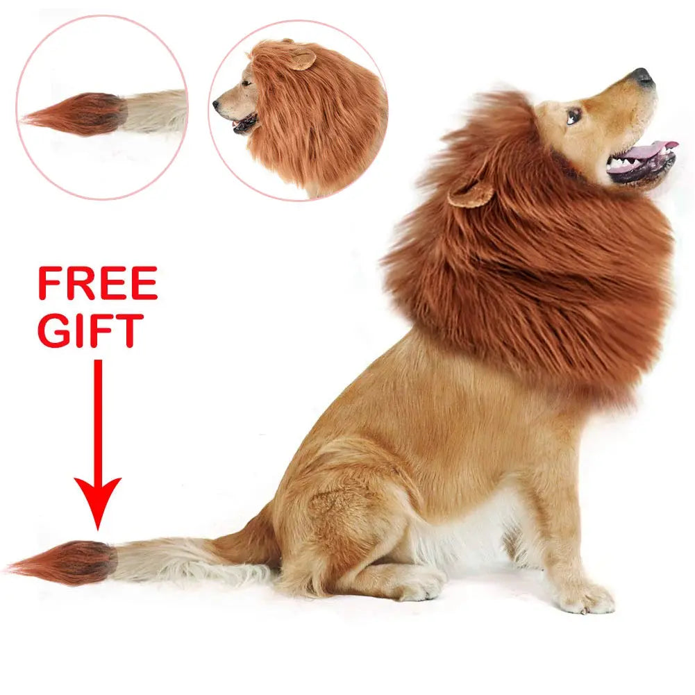 Cute Lion Mane Dog Wig Costume