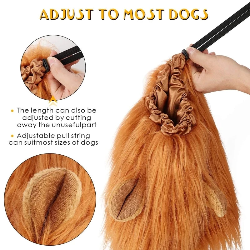 Cute Lion Mane Dog Wig Costume