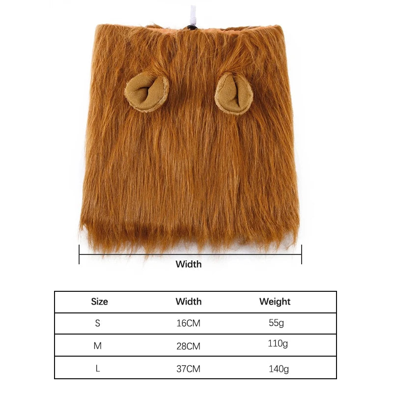 Cute Lion Mane Dog Wig Costume