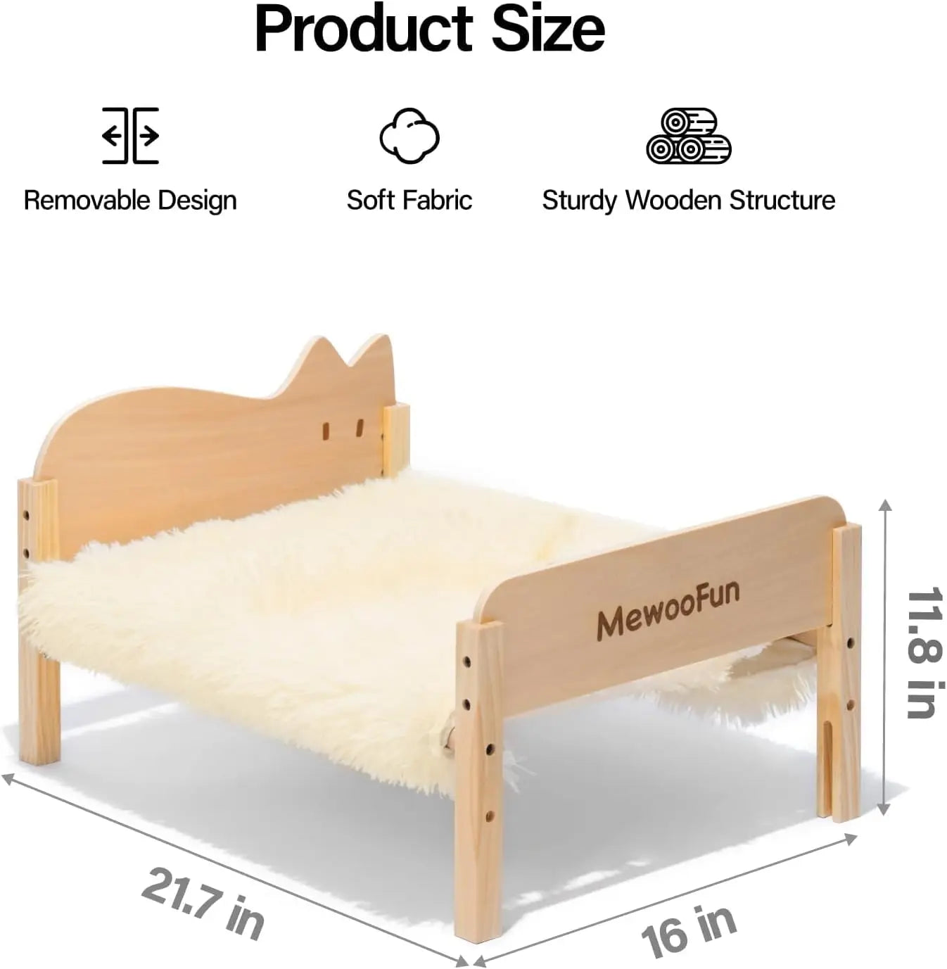 MEWOOFUN Cat Hammock Bed Elevated Pet Bed 21.7" X 16" Floor Standing Beige