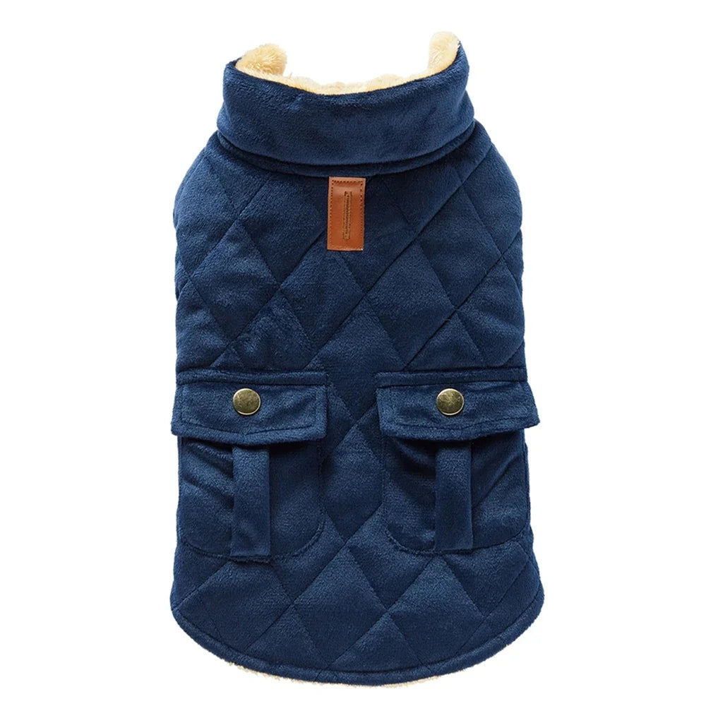 Winter Warm Plush Jackets for Pet Dogs Thickness Double Pockets
