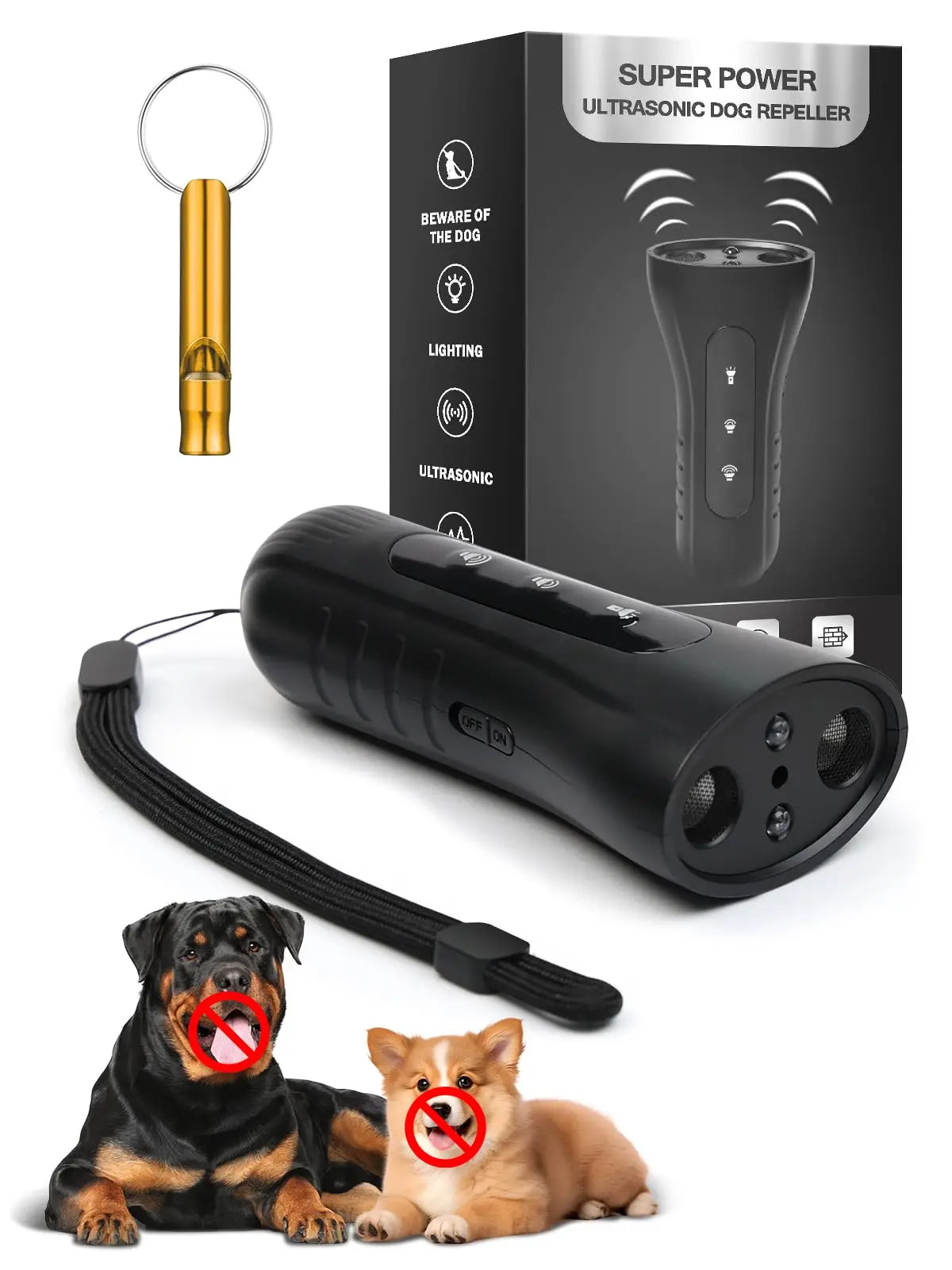 2025 NEW Ultrasonic Dog Training Device Rechargeable Anti Dog Bark Deterrent LED
