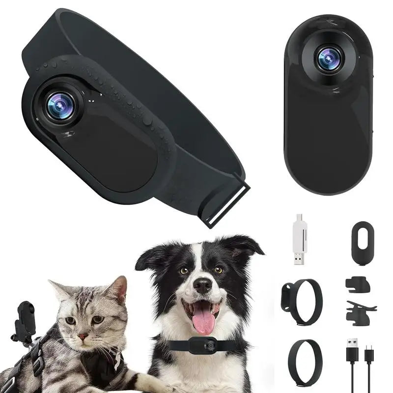 Pet Collar Camera HD 1080p With Screen Video Recording Wireless