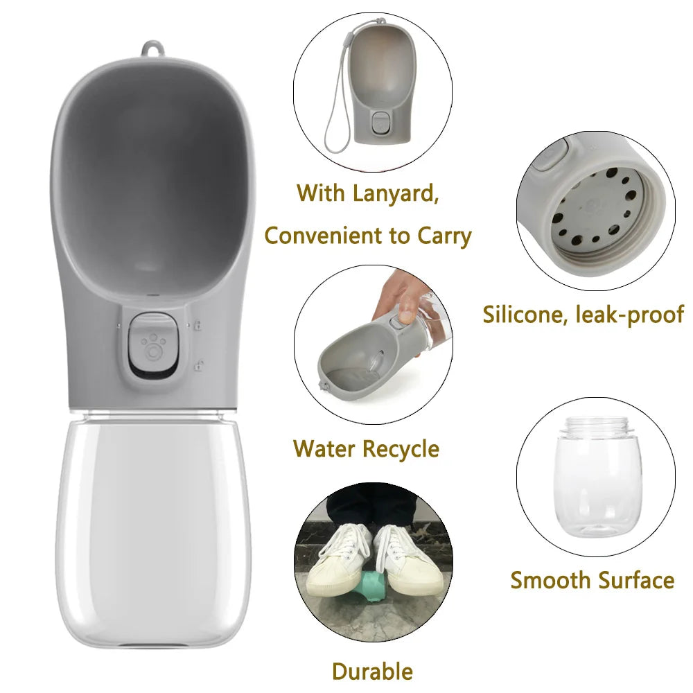 Portable Big Dog Water Bottle Outdoor Hiking Leakproof Drinking Bowls