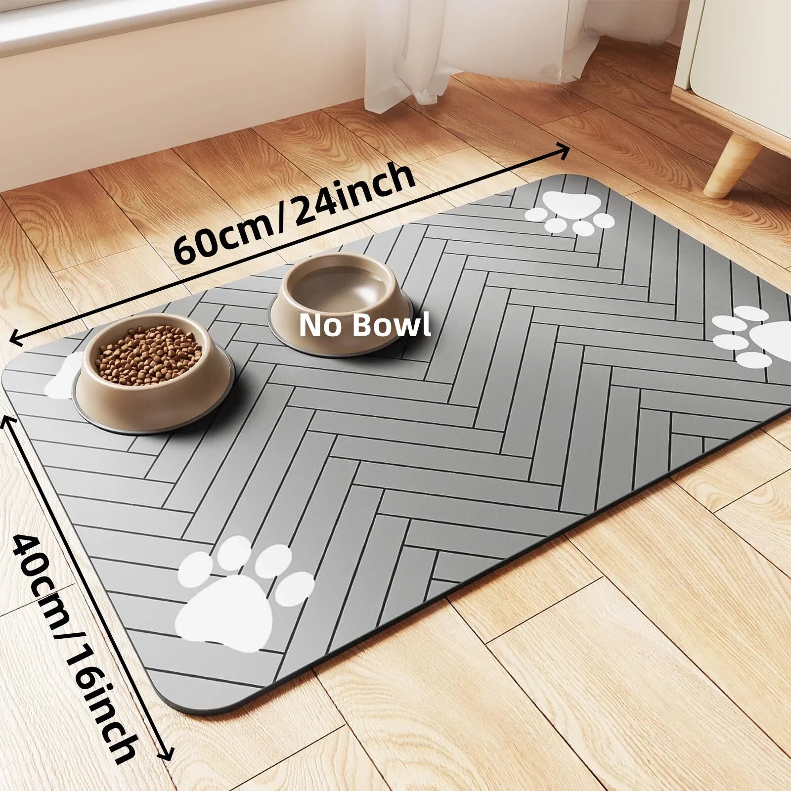 Pet Feeding Mat-Absorbent with Waterproof Rubber Backing,