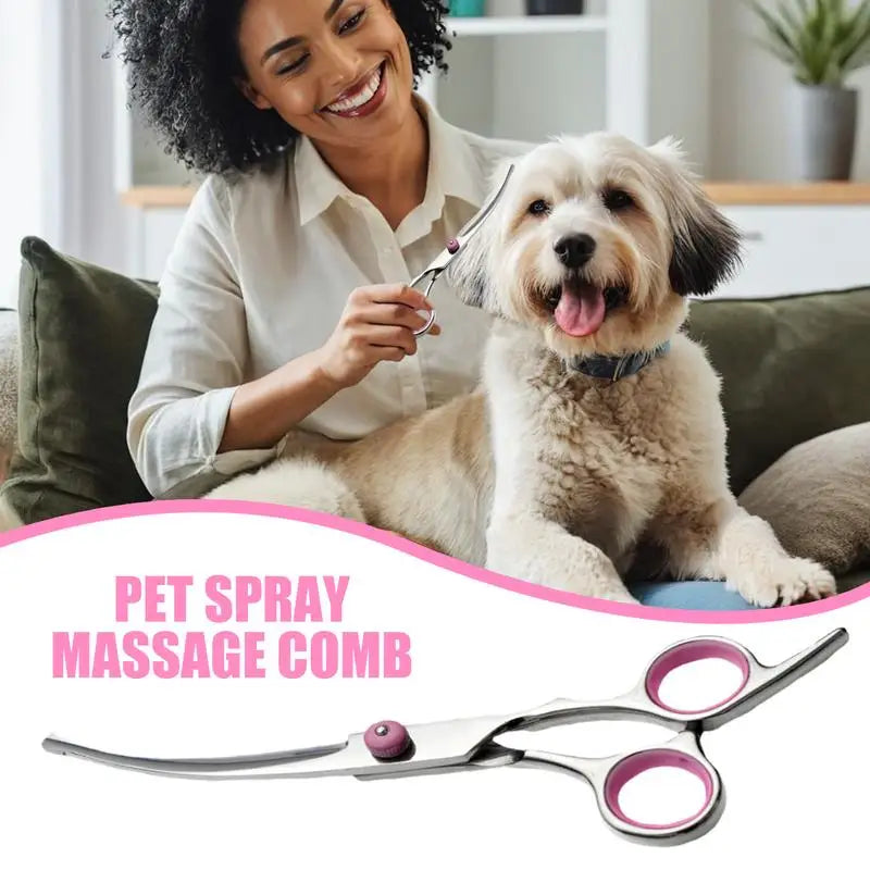 Curved Dog Grooming Hair Scissors Safety Pet Tool With Round Tips Professional Grooming