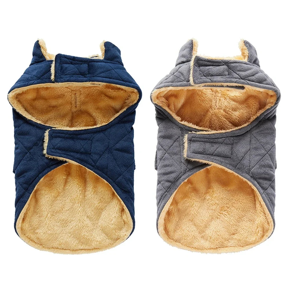 Winter Warm Plush Jackets for Pet Dogs Thickness Double Pockets