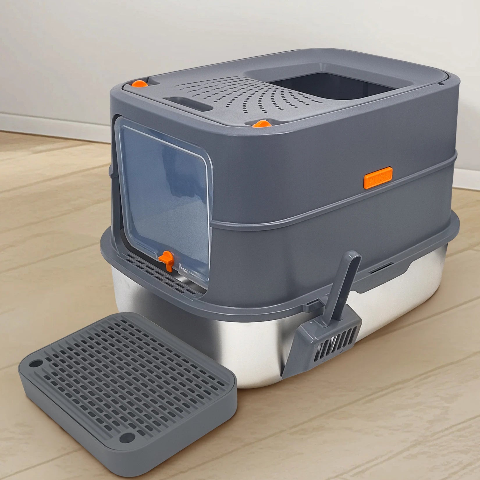 4-Style Cat Litter Box with Lid Enclosed with High Sided Enclosure