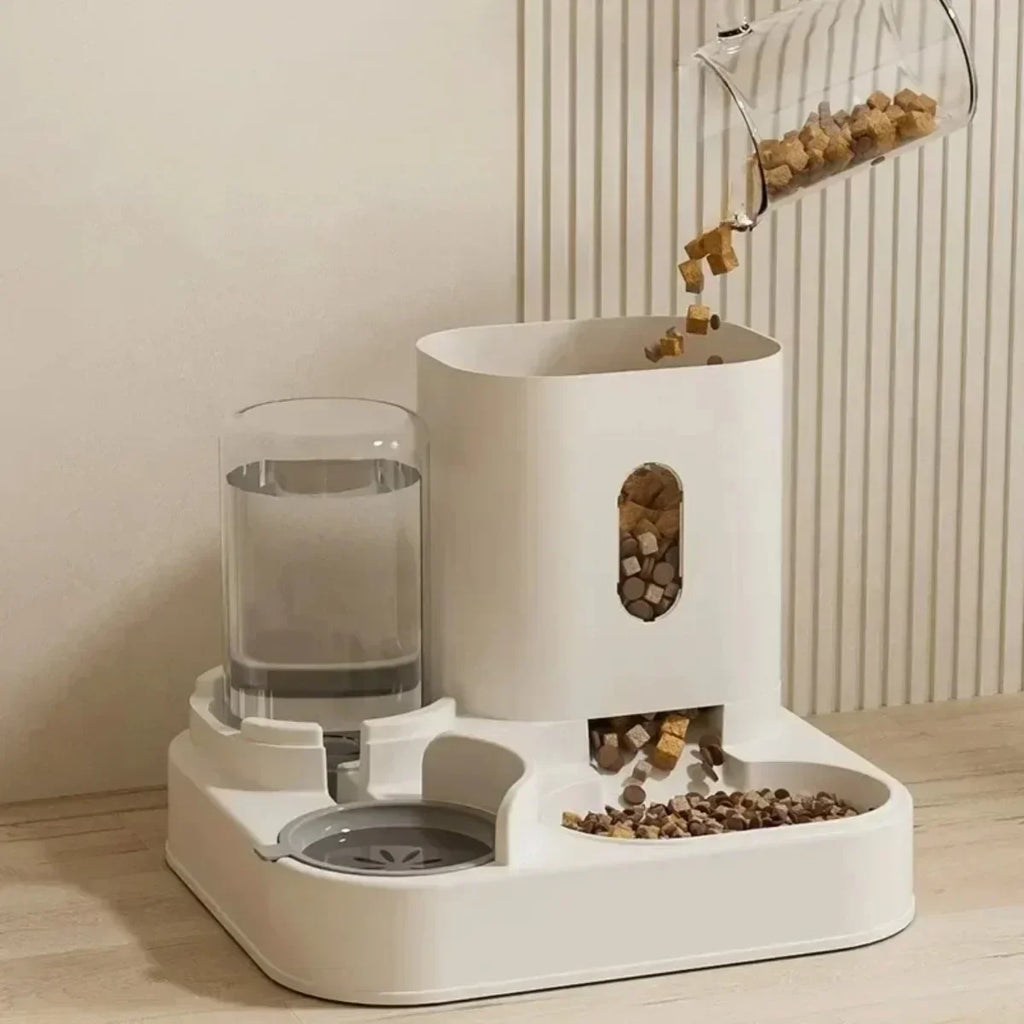 Automatic Feeder Dog Cat Food Bowl With Water Fountain and Pet Food Storage