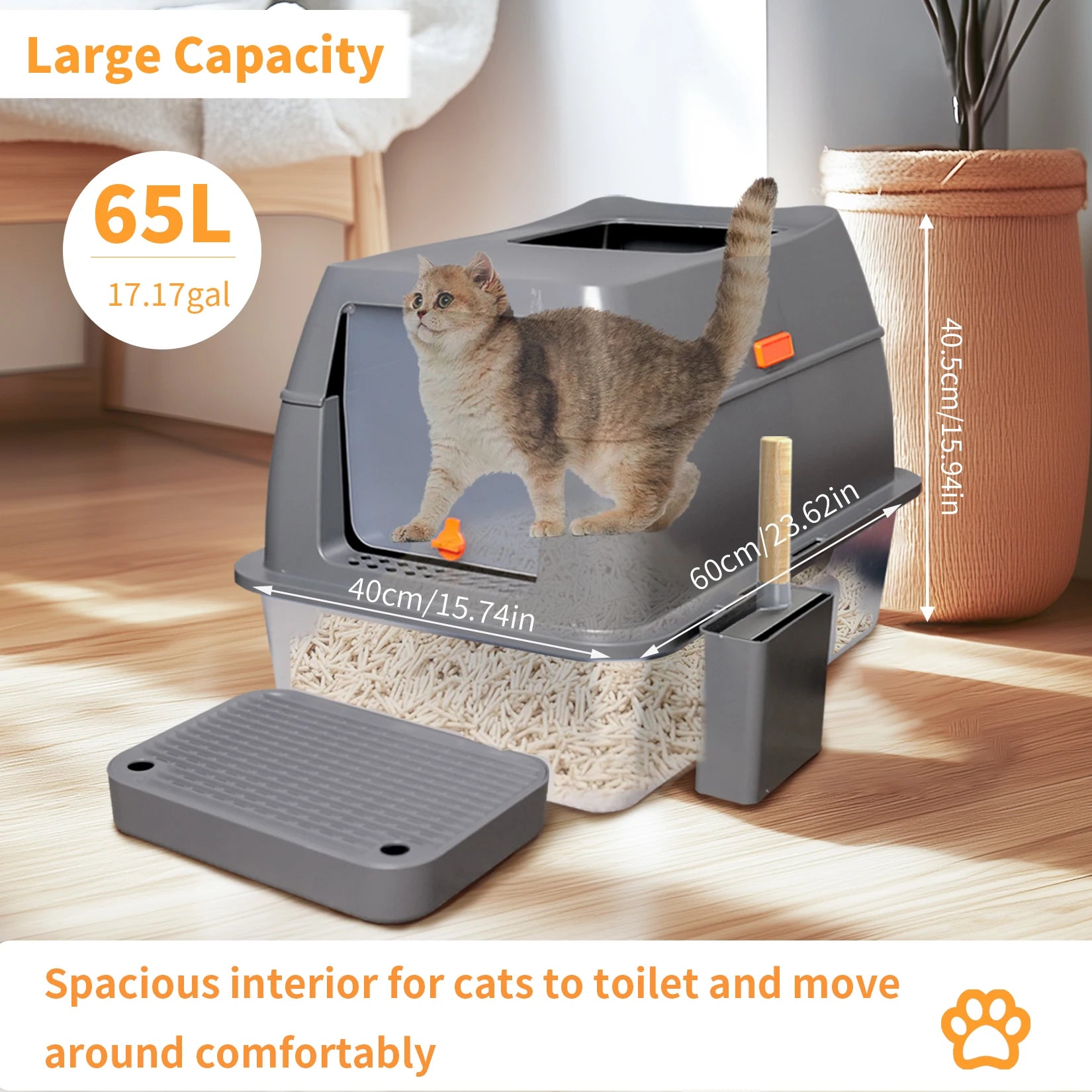 4-Style Cat Litter Box with Lid Enclosed with High Sided Enclosure