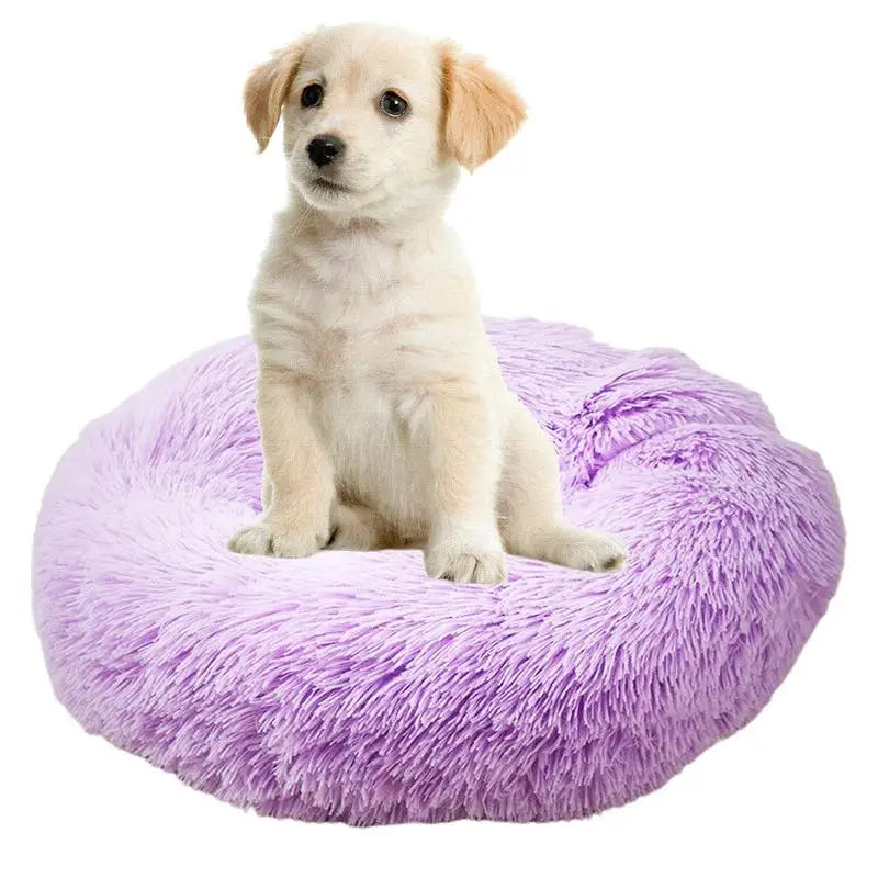 Soft Plush Pet Beds Round USB  Heating Comfortable And Machine Washable