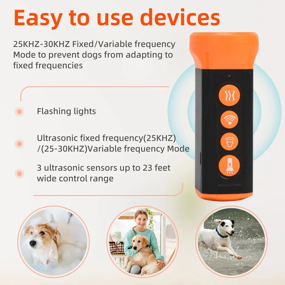 Quad-Head Ultrasonic Dog Training Device Rechargeable Anti Dog Bark Deterrent Device With LED Flashlight