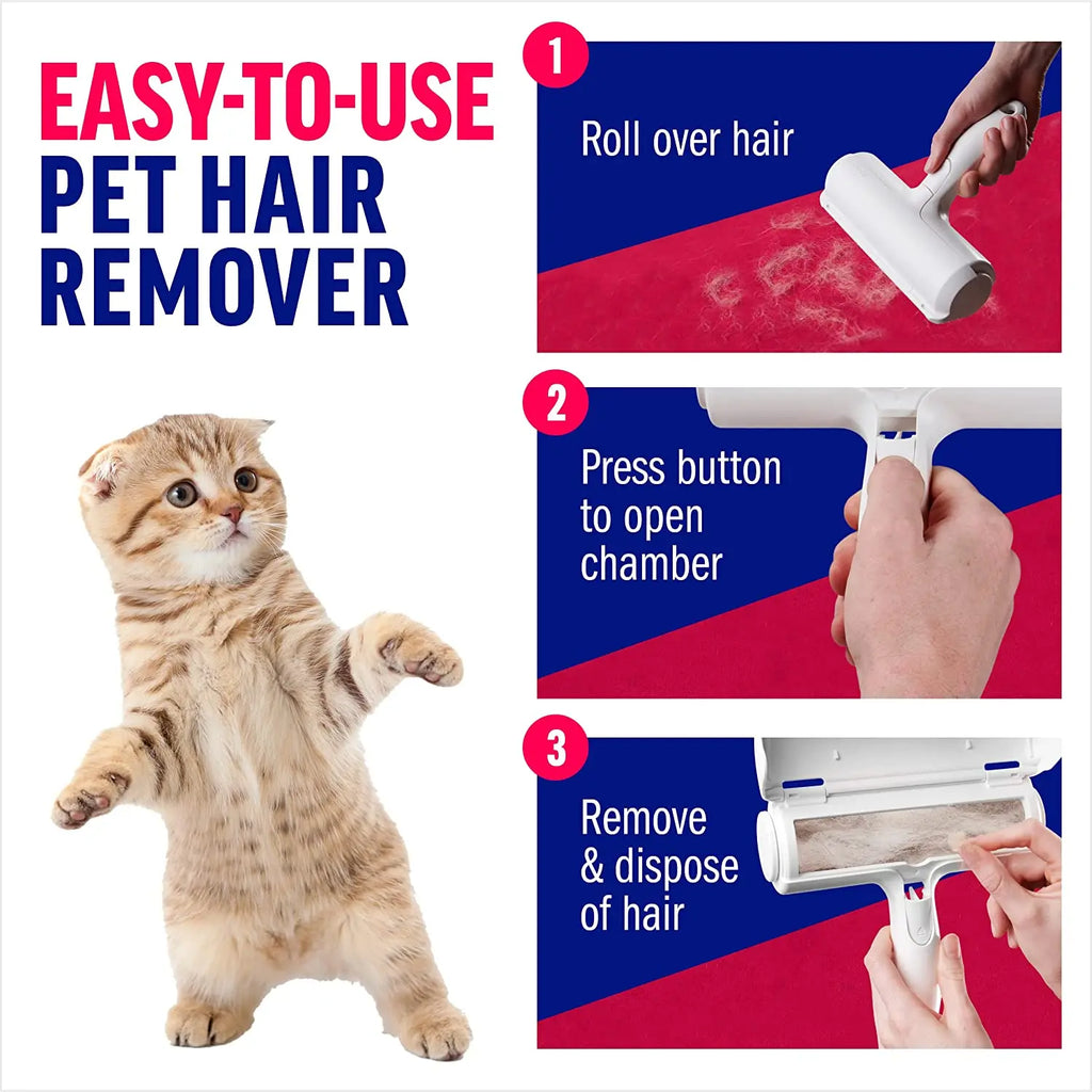 Dog & Cat Fur Remover Roller with Self-Cleaning Base - Perfect for Furniture