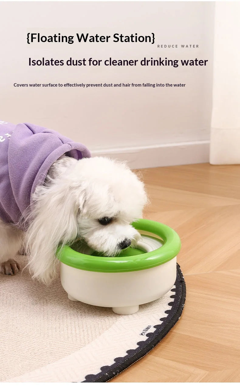 Floating Dog Water Bowl with Filter - Anti Splash Suspension