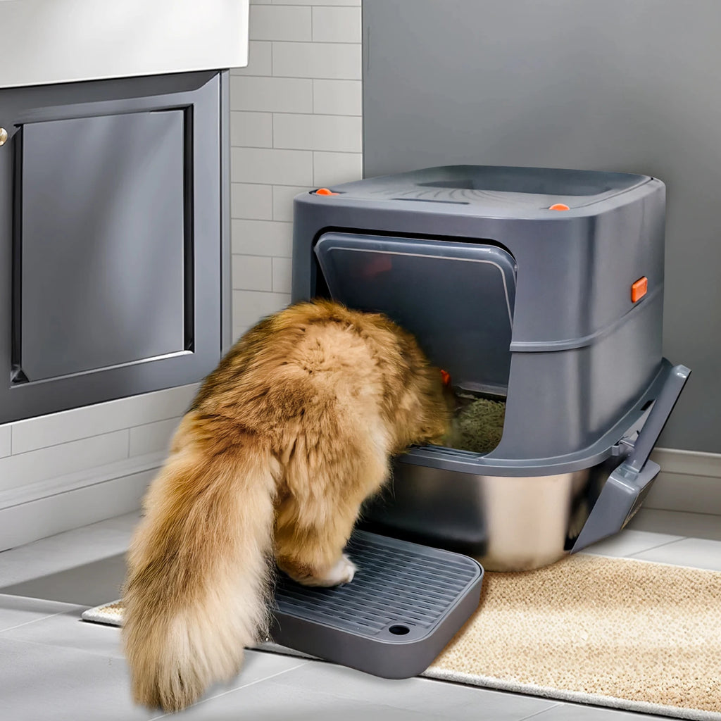 4-Style Cat Litter Box with Lid Enclosed with High Sided Enclosure