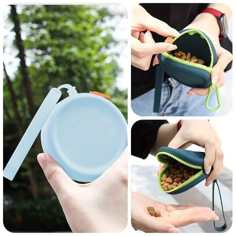 1Pc Silicone Dog Food Bag Outdoor Training Dog Treat Pouch Waterproof