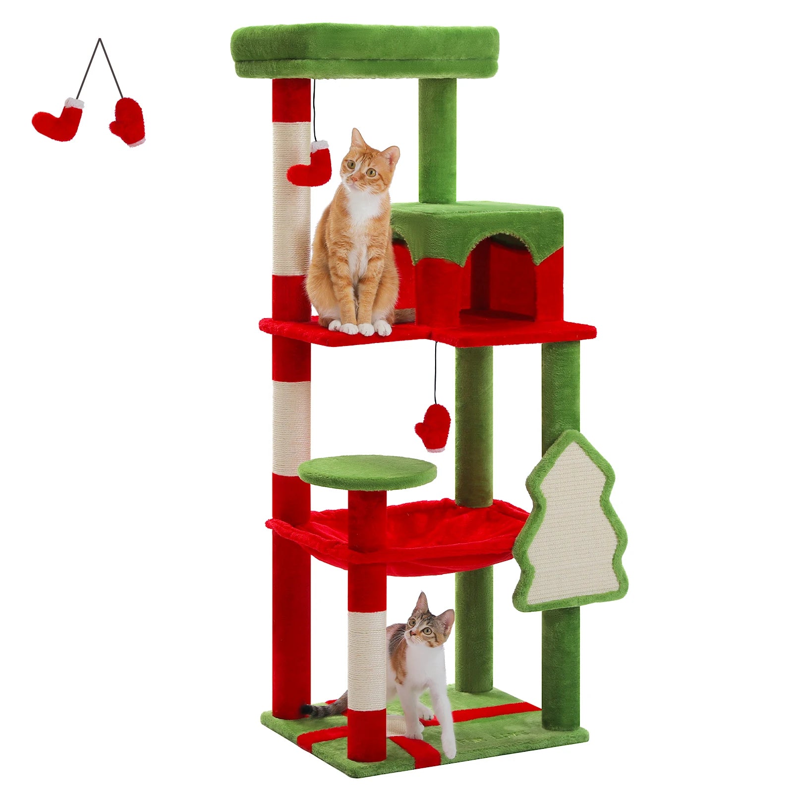 Christmas Cat Tree with Scratching Post Condo Hammock