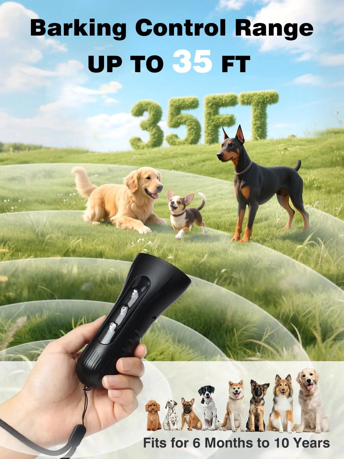 2025 NEW Ultrasonic Dog Training Device Rechargeable Anti Dog Bark Deterrent LED