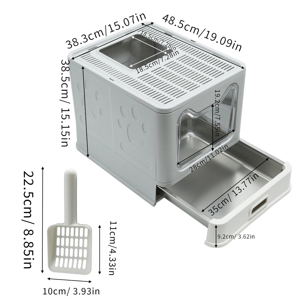 4-Style Cat Litter Box with Lid Enclosed with High Sided Enclosure
