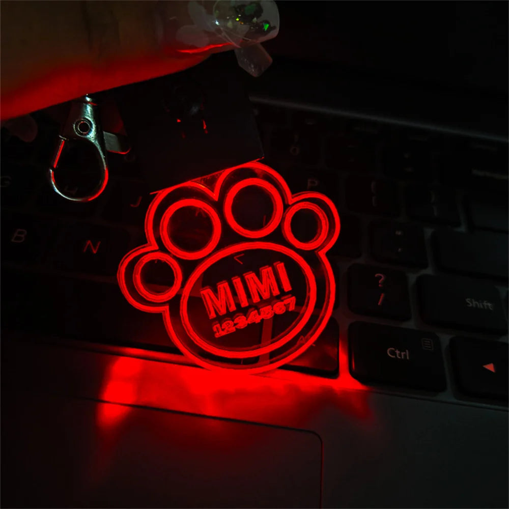 Custom Acrylic LED Dog Personalized Pet Name Laser Engraved Collar Tag Buckle