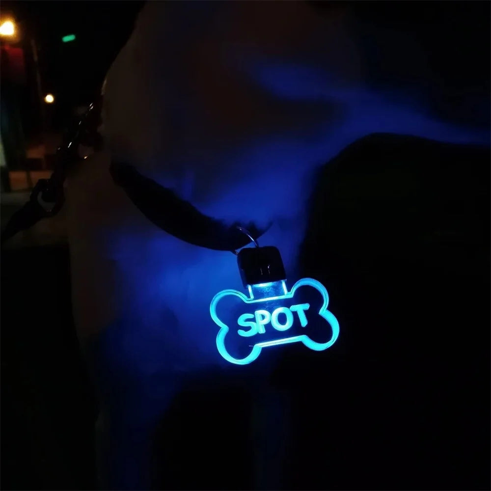 Custom Acrylic LED Dog Personalized Pet Name Laser Engraved Collar Tag Buckle