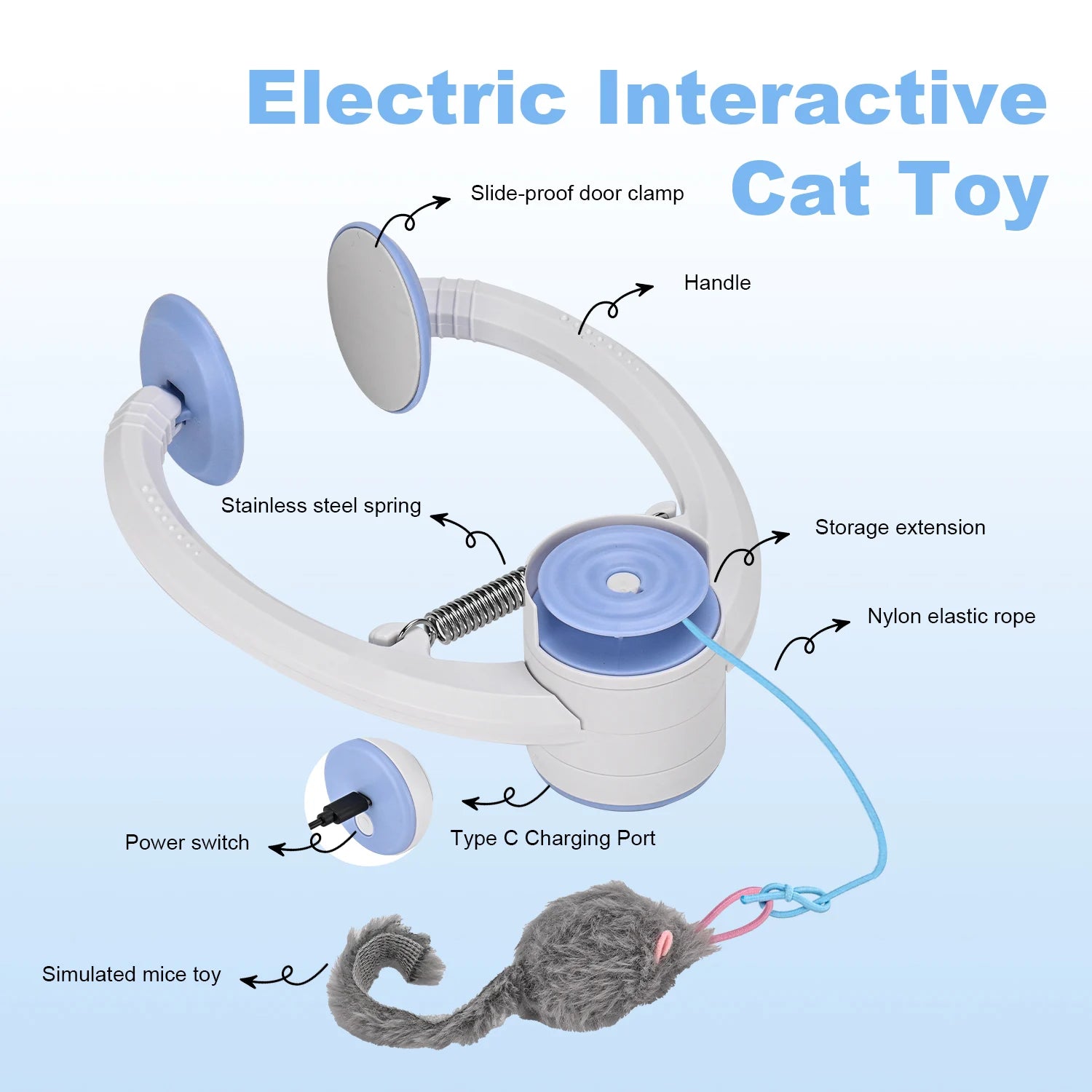 Cat Toys Electric Door Hanging Interactive  USB Rechargeable Retractable