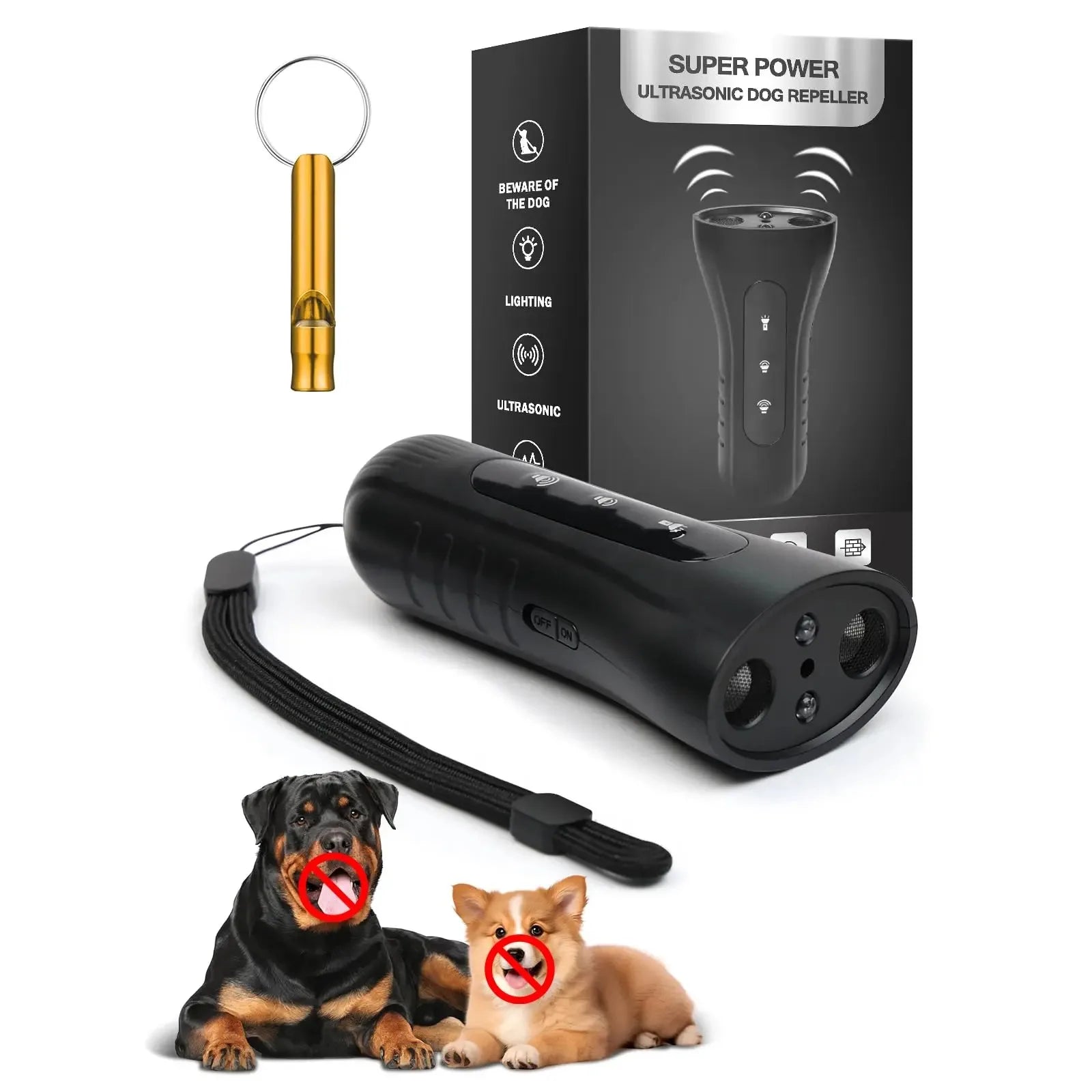 2025 NEW Ultrasonic Dog Training Device Rechargeable Anti Dog Bark Deterrent LED