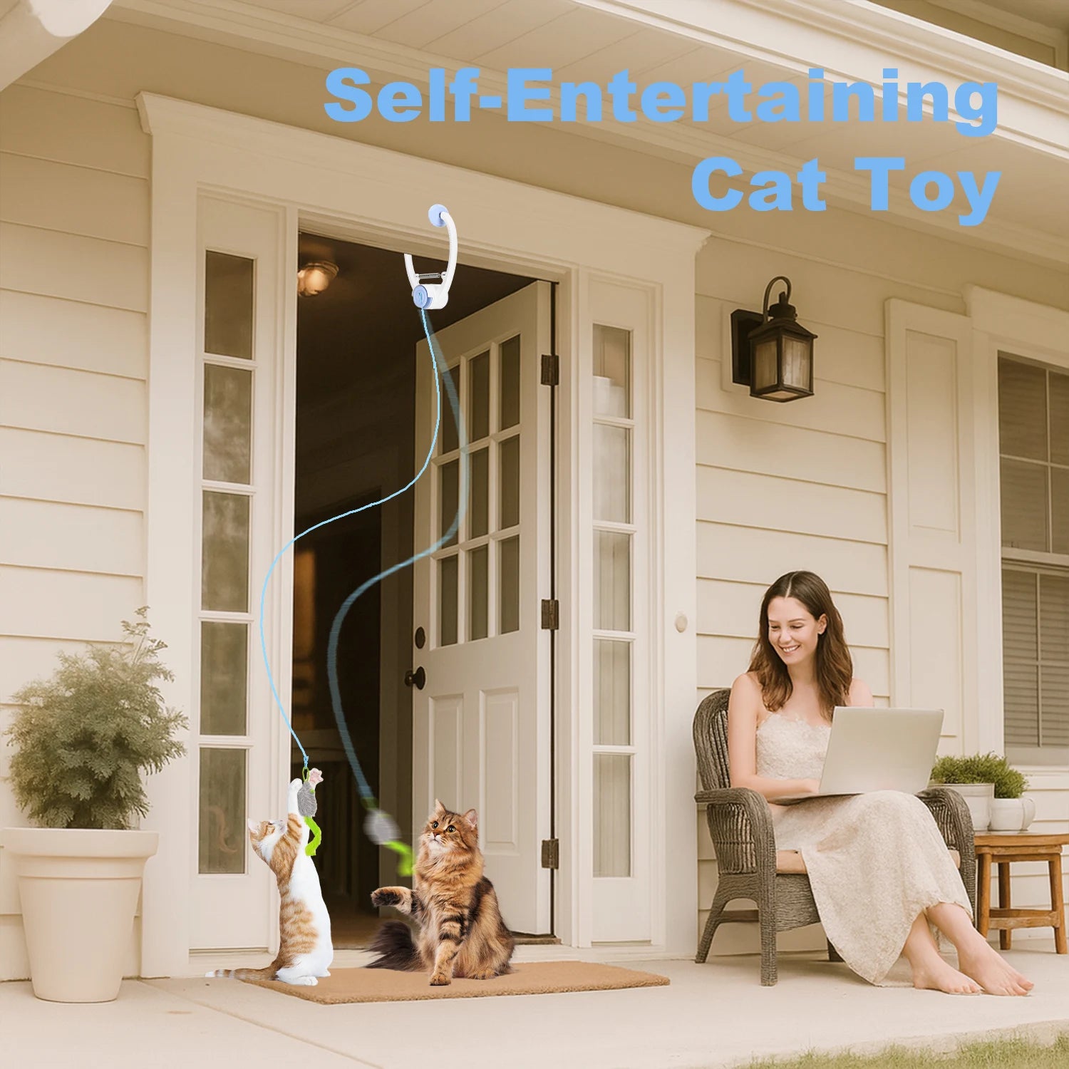 Cat Toys Electric Door Hanging Interactive  USB Rechargeable Retractable