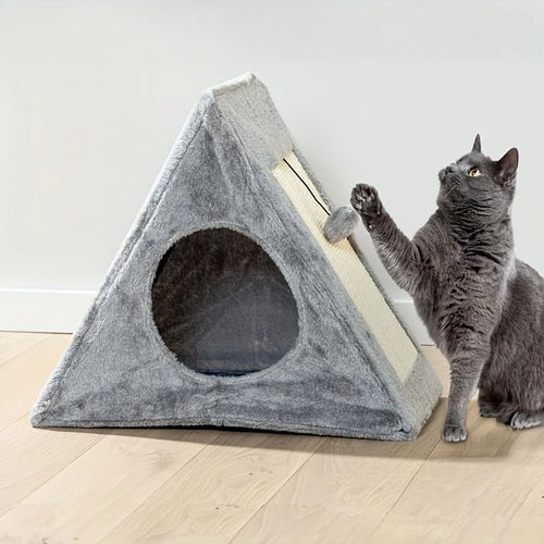 Cat bed suitable for under 15 pounds with plush toy ball cat scratching board