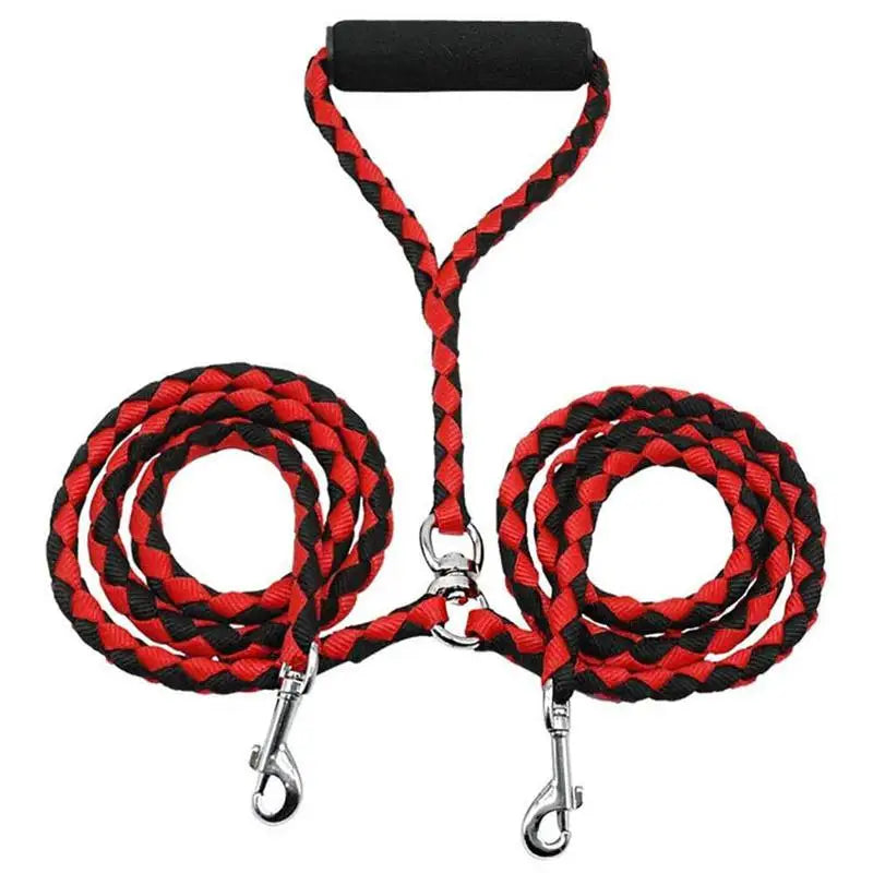 1.4m Pet Double Leash 2 Way Couplers Dog Leash Rope Elastic