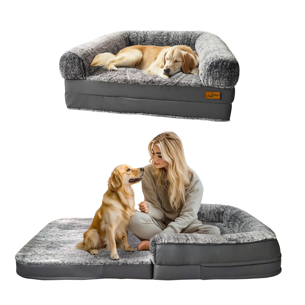 Foldable Human Dog Bed for Adult 2 in 1 Calming Large Dog Bed Washable Waterproof