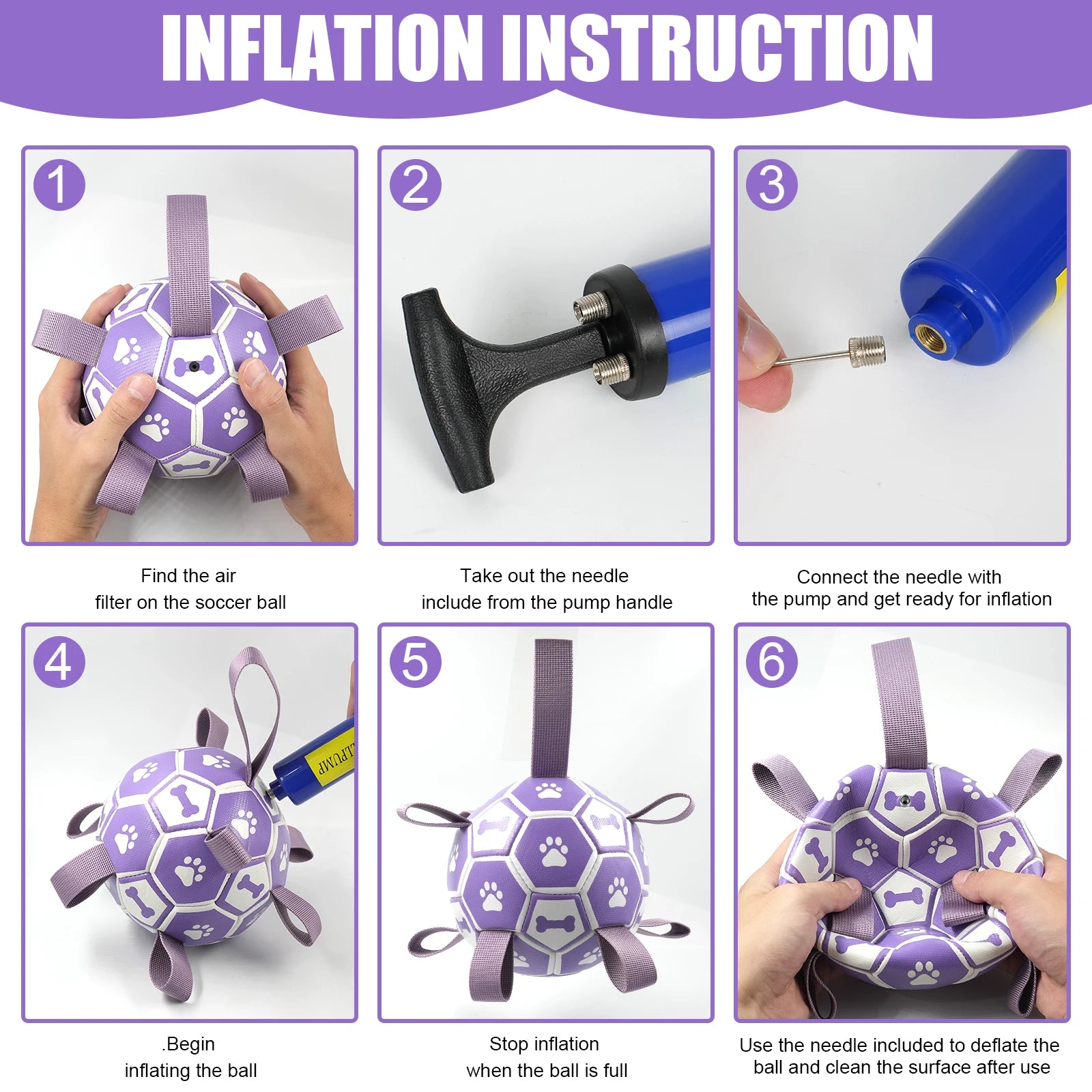 Dog Toys Soccer Ball with Straps, Interactive