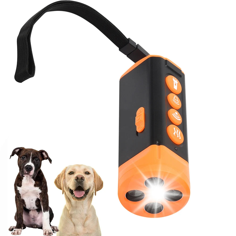 Quad-Head Ultrasonic Dog Training Device Rechargeable Anti Dog Bark Deterrent Device With LED Flashlight