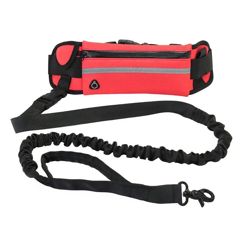 Hands Free Dog Leash Reflective with Waist Bag Retractable Elastic Belt Traction Rope