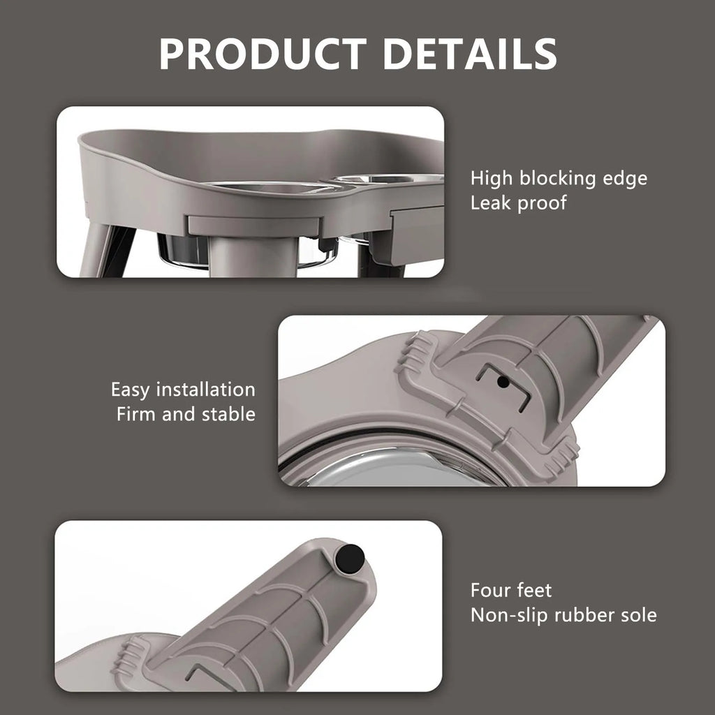 Raised Stand Elevated Dog Feeder Non-Slip and No Spill