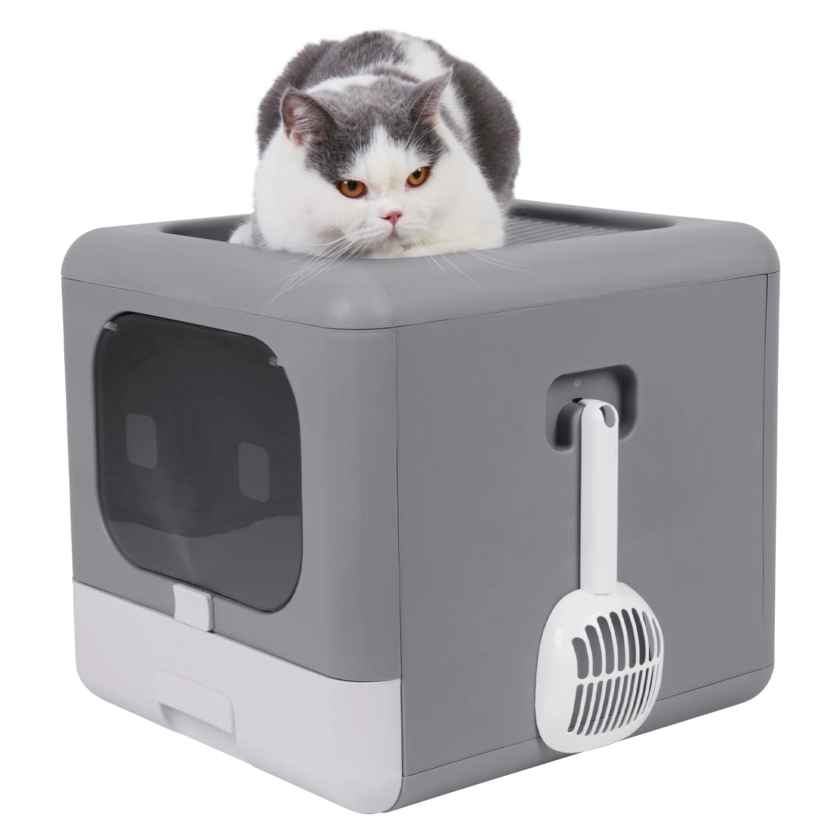 Cat Litter Box with Scoop and Tray Sifting Enclosed