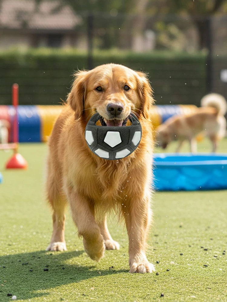 Dog Calming Ball with Handle Football Shape Interactive Squeaky