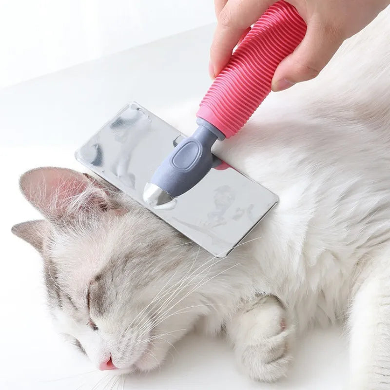 Cat Silicone  Brush Massage Pet Hair Remover Stainless Steel Combs