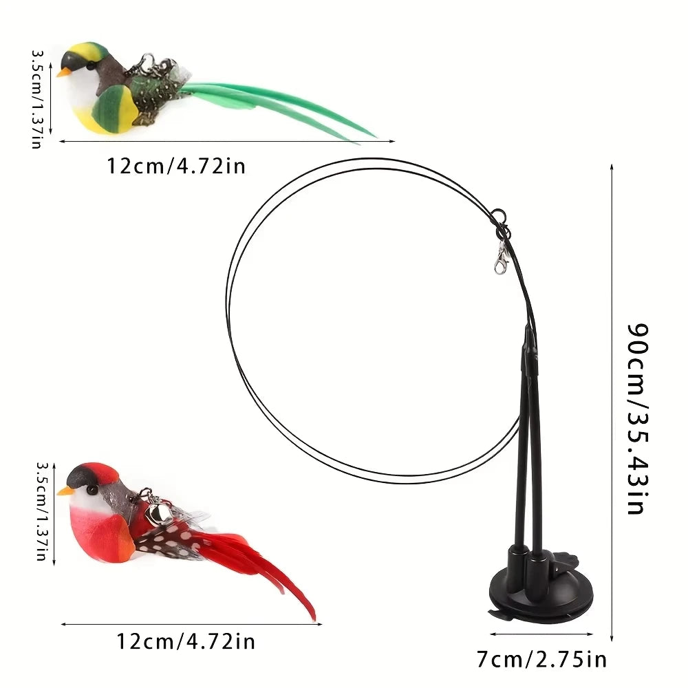 Interactive Cat Wand - Non-slip suction cup base and double-locking grip design, no batteries required,