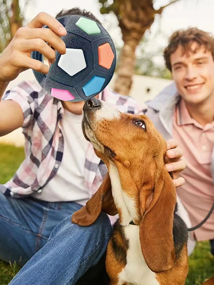 Dog Calming Ball with Handle Football Shape Interactive Squeaky