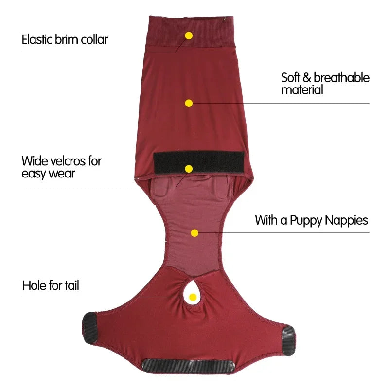 Recovery Suit for Dogs Cats After Surgery Abdominal Wounds Bandages Prevent Licking