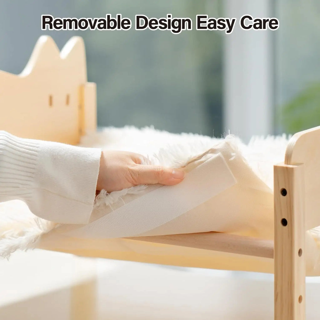 MEWOOFUN Cat Hammock Bed Elevated Pet Bed 21.7" X 16" Floor Standing Beige