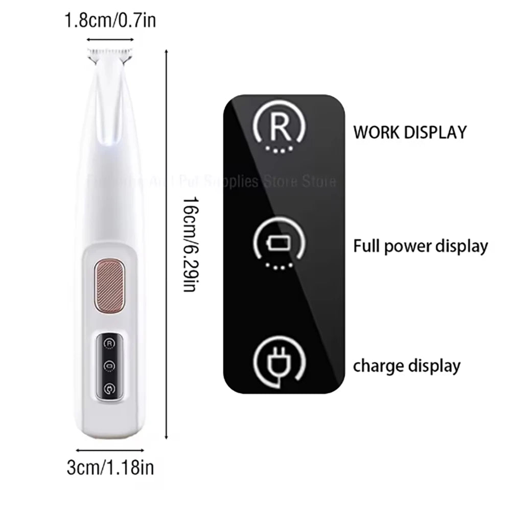 Portable Dog Paw Trimmer with Led Light - Pets Nail Grinder Shaver Clipper - Rechargeable Cordless