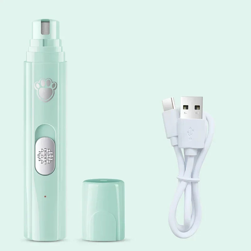 Electric Dog Cat Nail Grinder with Polisher Wheel LED Light Pet Nail Clipper USB Rechargeable 2-Speed