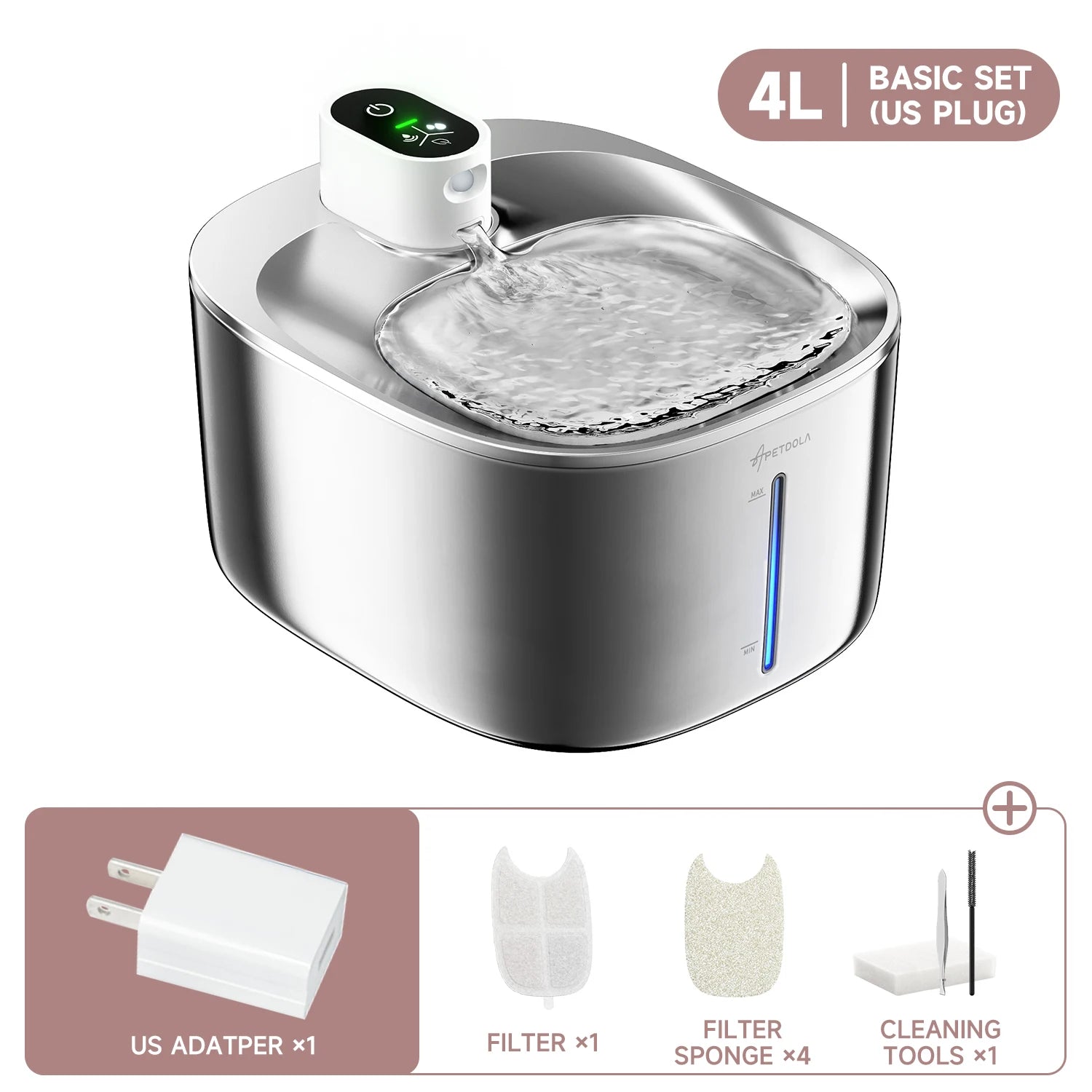 APETDOLA 4L Wireless Cat Water Fountain Auto Sensor Drinking Fountain